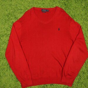 Vintage Polo Ralph Lauren Vneck Sweater Red Color